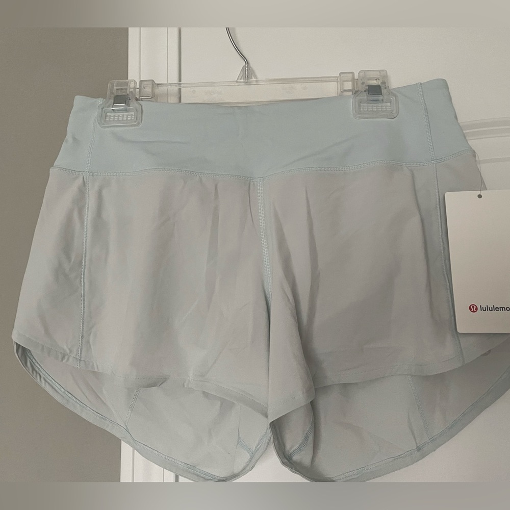 NWT lululemon Speed Up Mid-Rise 4” short- lined, size 8, color Ocean Air